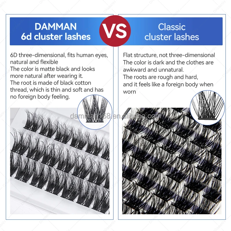 DAMMAN Best Lash Cluster Lash Kit Matte Black Soft DIY Lash Extension Kit for Beginners