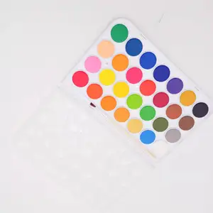 hot selling 28 colors solid water color cake kids watercolor paint set with brush pen non toxic oem art watercolor