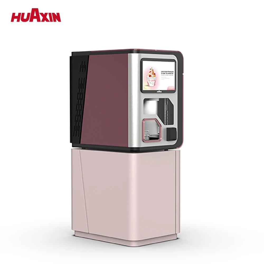 크림 바닐라 메이커 공급 업체 트렌드 로봇 간식 아이스크림 소프트 아이 스무디 바 이탈리안 크림 냉동 요구르트 판매기 SDK 코인