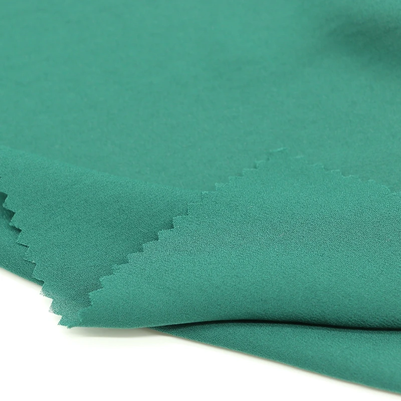 Зеленая шифоновая ткань из переработанного полиэстера, Корейская креповая ткань из переработанного полиэстера для рубашек