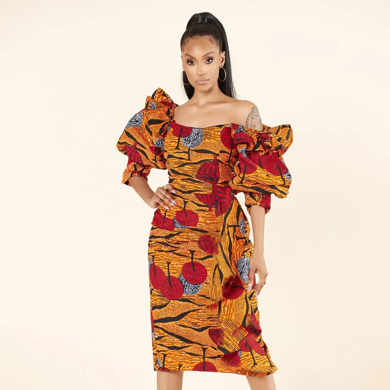 Multiple Style Causal Wearing Midi Dress African Kitenge Designs Plus Size Women Dresses