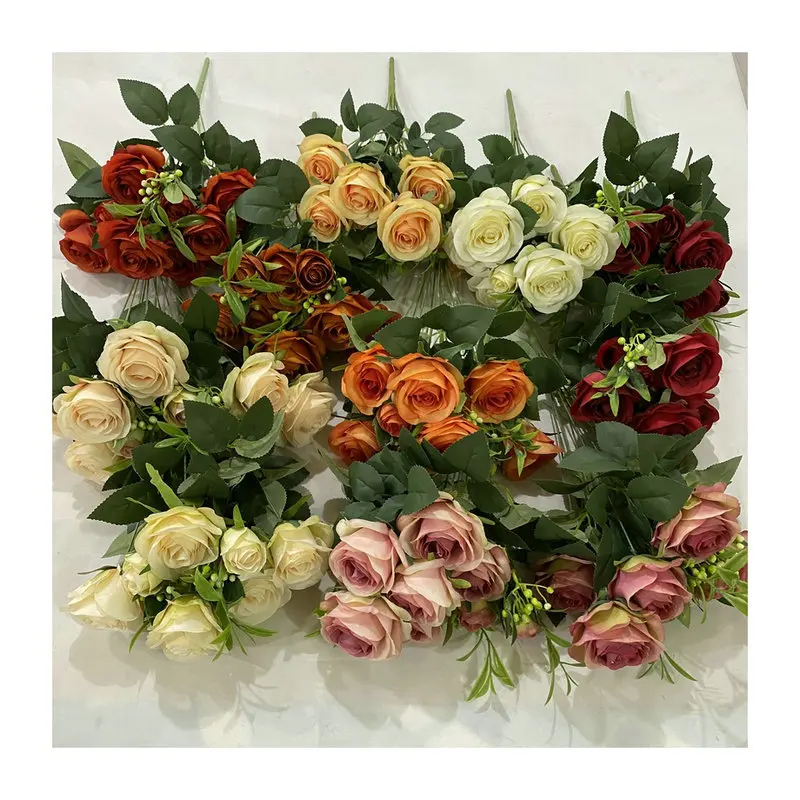 Competitive Price Good Quality 10-Head Sophie Rose Artificial Flower Rose For Wedding