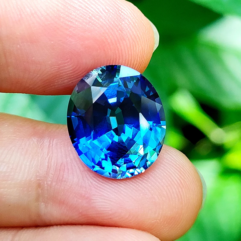 タイカットライトブルー人工サファイア楕円形クリアコランダム宝石