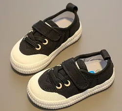 9136 HUANQIU Базовая парусиновая обувь в Корейском стиле с мягкой подошвой для малышей