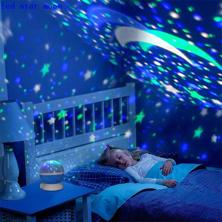 Romantic Dream Rotating Projection Lamp USB LED Night Light Sky Moon Star Master Projector for Kids Baby Sleep Lighting