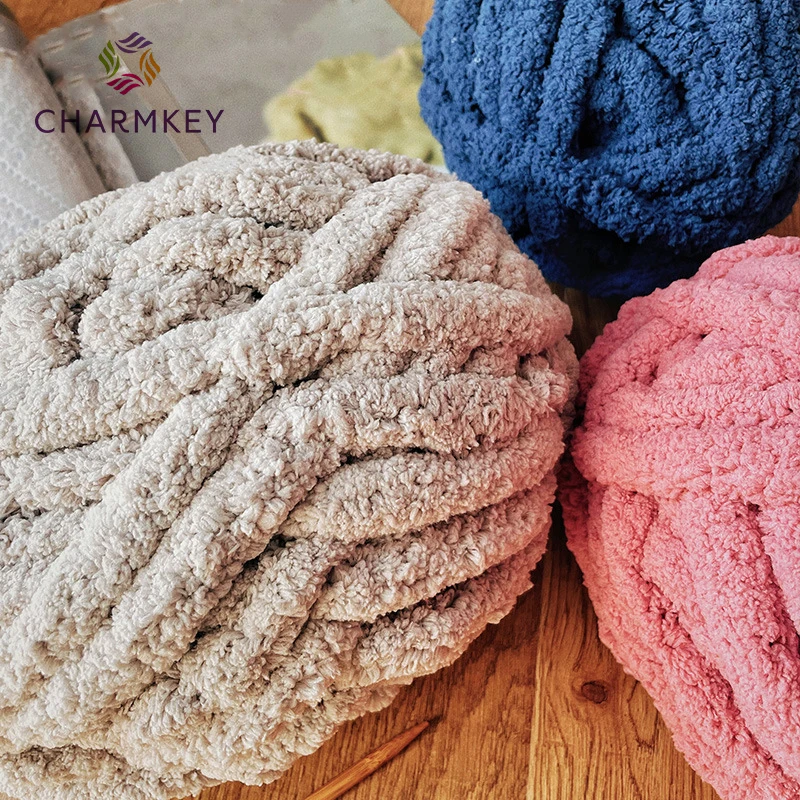 かぎ針編み用分厚いシェニール糸 - 編み物用かさばるふわふわ糸