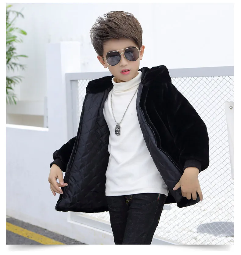 Toddler Boys Faux Fur Coat Outerwear Solid Color Long Sleeve Coat Outdoor Cool main image 1