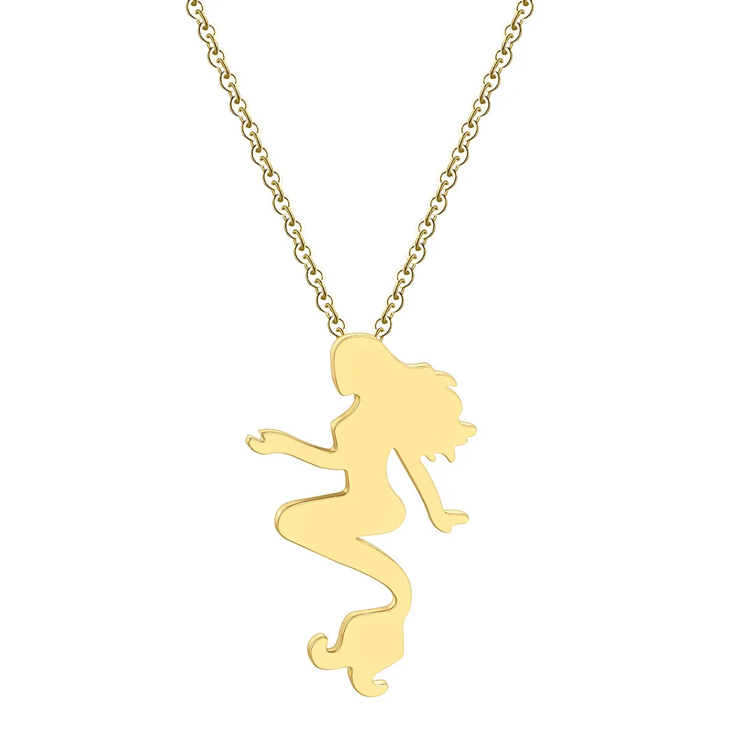 Popular Romantic Chain Necklace Fashion Stainless Steel Necklace Cute Silver Gold Mermaid Pendant Necklace for Girls