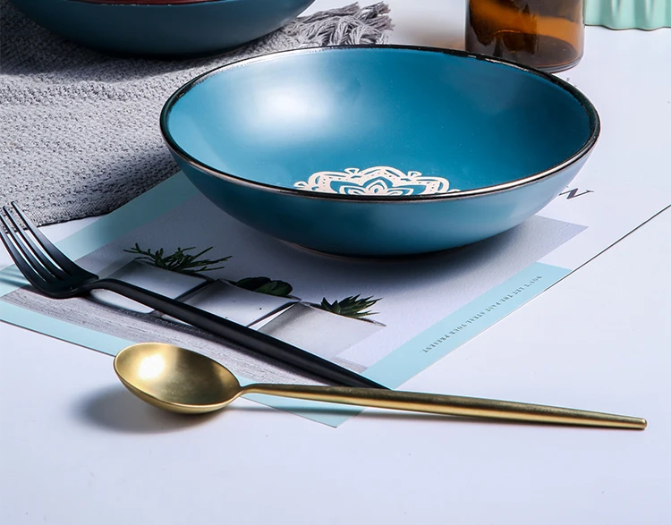 Vajilla japonesa de ceramica azul marroqui platos de carga para cena color fino a granel 10 pulgadas Alibaba