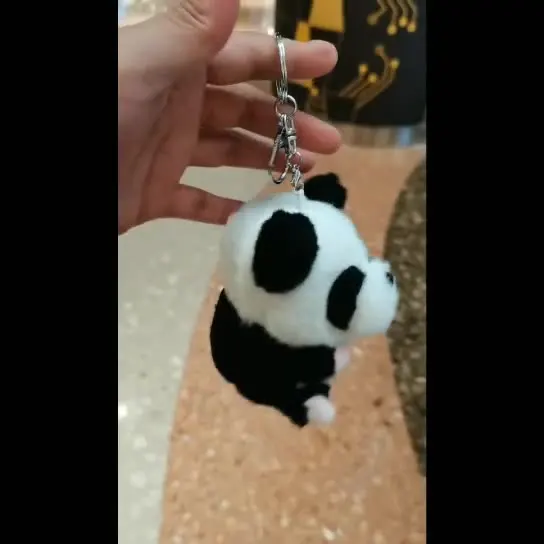 Panda Plush Keychain - Woolly Fluffy Panda Keyring for Keys and Bags