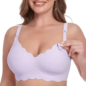 Women's Intimates Adjustable Maternity Bra Breathable Solid Knitted Front Buckles Wire-Free Nursing Sports Bra for Breastfeeding