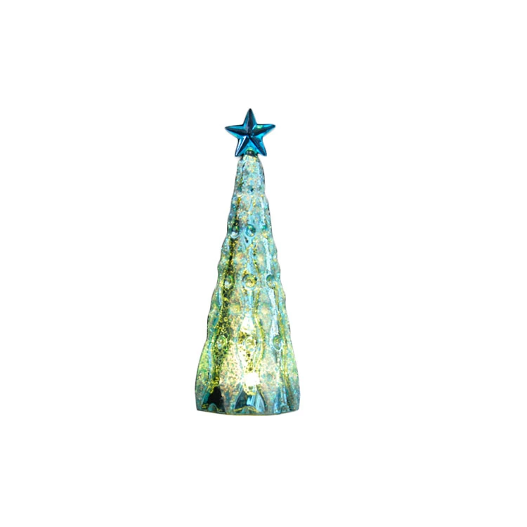 wholesale hand blown glass christmas tree top  for indoor home decoration with LED for Xmas