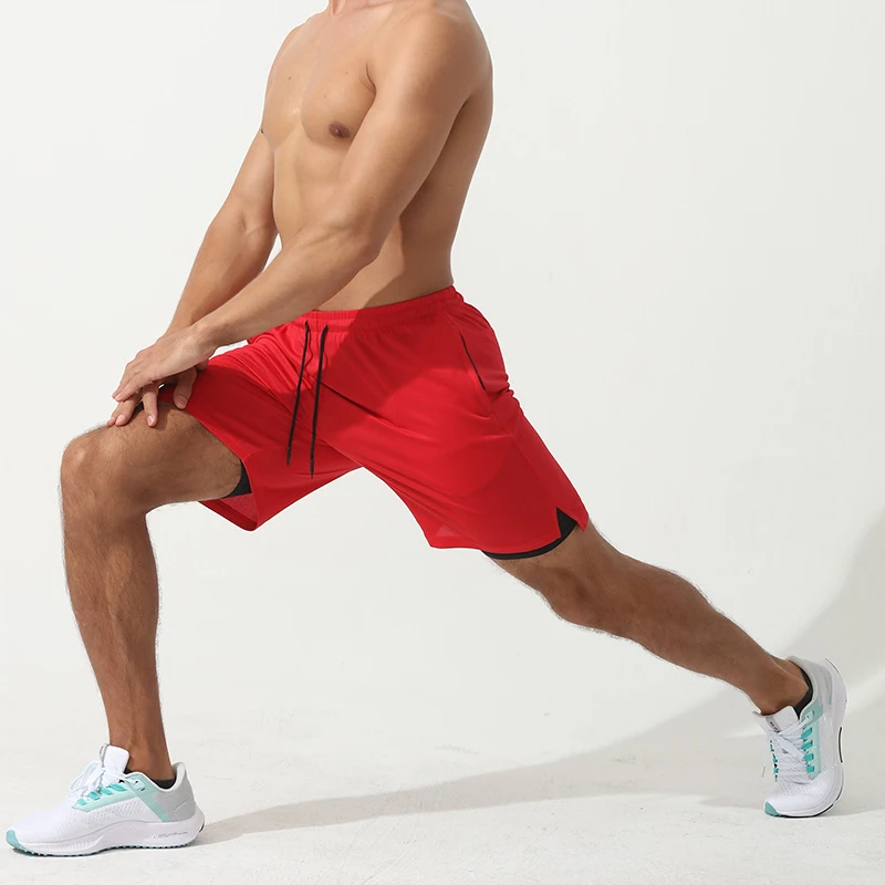 New sports shorts men  double-layer anti-slip running training five-point pants quick drying basketball shorts204_voghion.com
