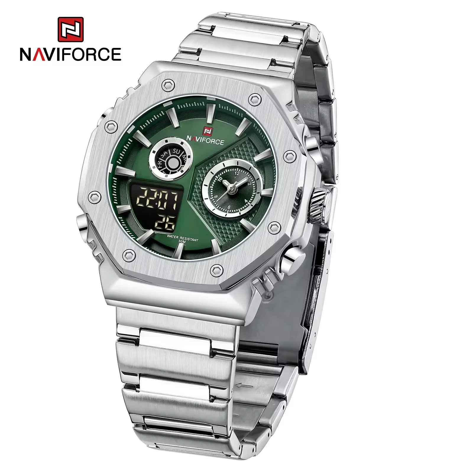 NAVIFORCE 9216S Multifunction Men LED Digital Gold Watch Sport with LED display Digital wristwatch Japan Quartz Watch Factory