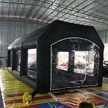 Outdoor 8*4*3m Portable inflatable spray booth car painting black car tent for sale