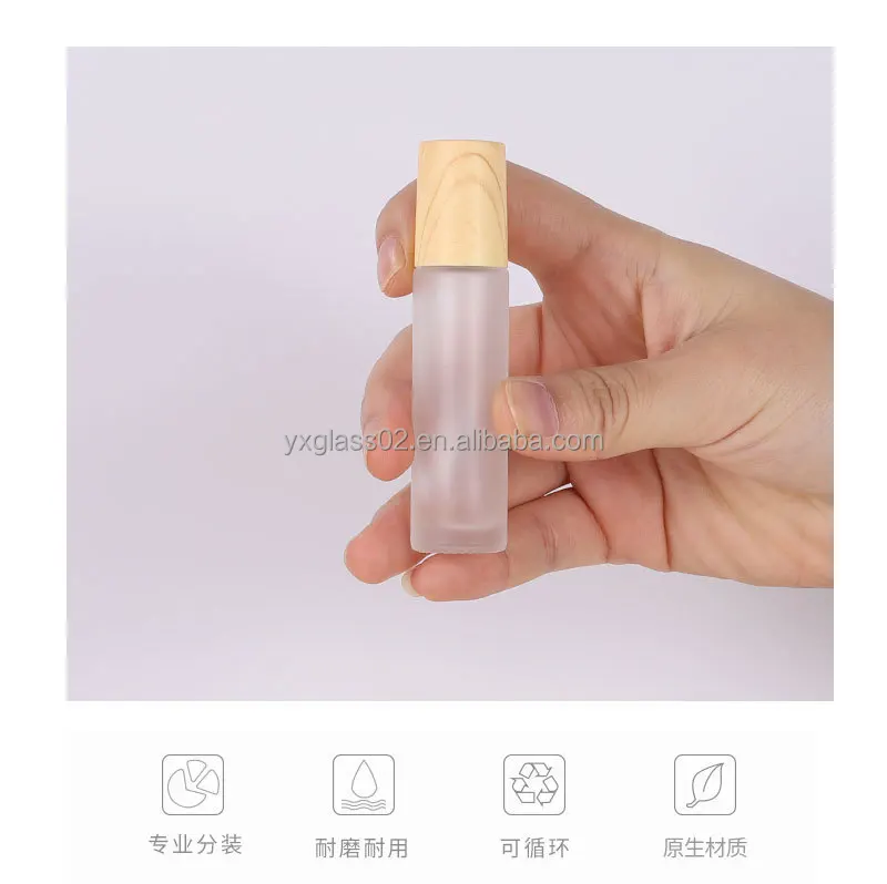 Roll On glass Bottle 5ml 10ml essential oil roller bottles skincare cosmetic packaging glass bottle with bamboo wooden cap details