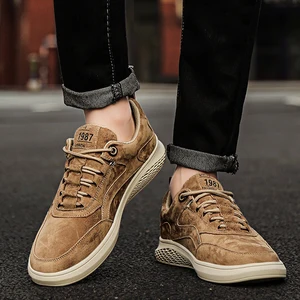New Fashion Classic Factory Custom Wholesale Casual and Comfortable Shoes Outdoor Retro Men's Pig Suede Anti-slip Casual Shoes
