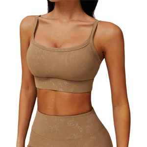 Custom High Support Quick Dry Elastic Thin Shoulder Straps Yoga Bra Breathable Gym Clothing for Running Gym Halter Sports Bra