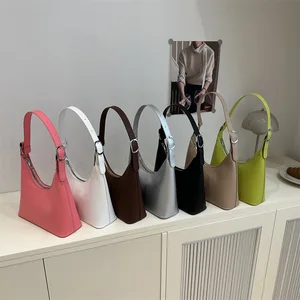 2026  Trendy French Niche Design Women's  PU Leather  Polyester Shoulder Bag Underarm Zip Simple Geometric