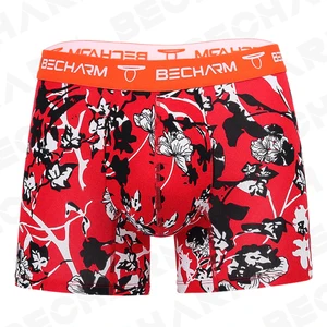 New Type Luxury Compression Custom Floral Print Underwear Man Boxer Briefs Logo