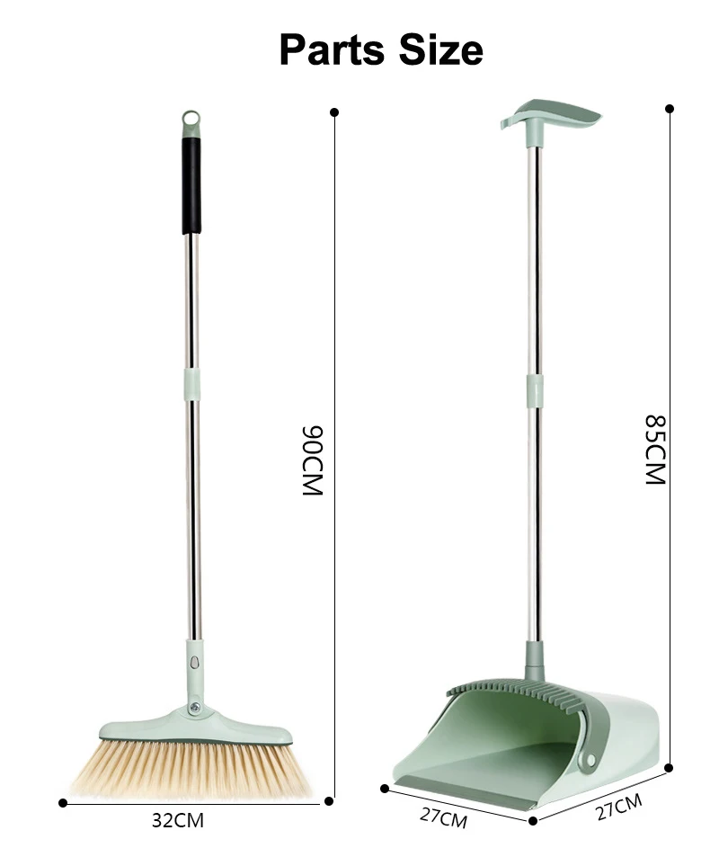 Upright Standing Dustpan With Extendable Broomstick Easy Sweeping Broom