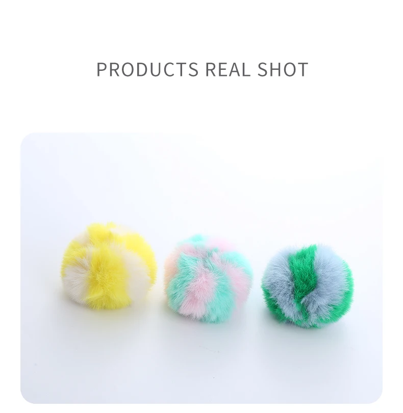 Colorful Light Weight Soft Comfortable Rabbit Plush Cat Toy Ball