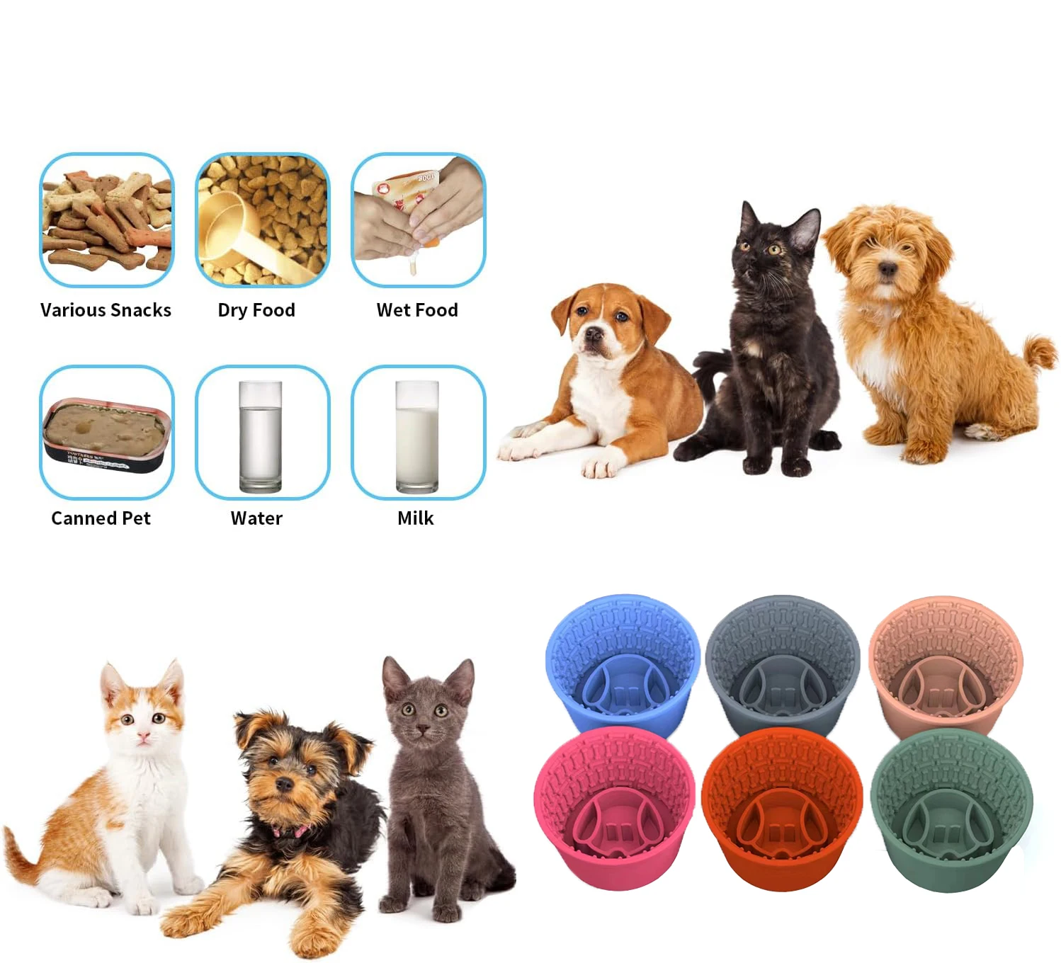 Zmaker 2024 New Slow Feeder Dog Bowl Silicone Pet Bowl With Suction Cup ...