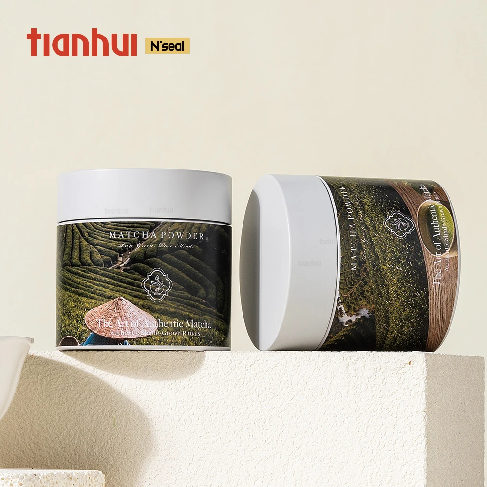 Tianhui Food Grade Metal Tins with Airtight Seal Screw Lid for Matcha Tea Powder Packaging