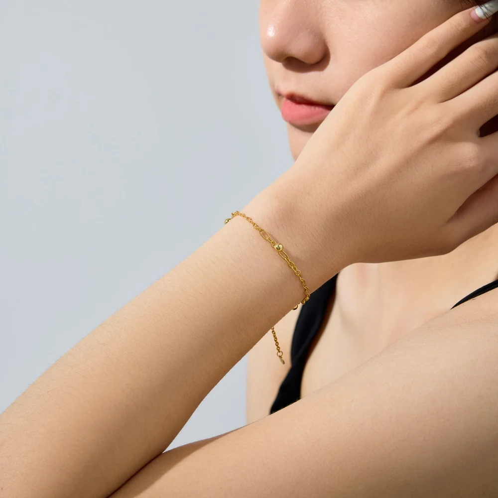 KAKODIY Simple Design Fine Jewelry Rhodium 18K Gold Plated 925 Sterling Silver Beads Pendant Bracelet and Bangles Jewelry for Women detail 5