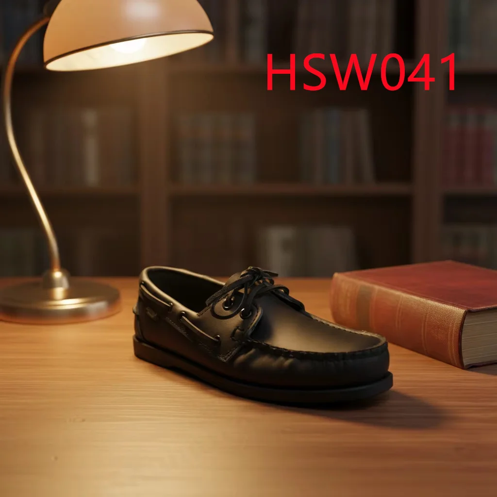 ZYF, codzienne buty na czółenka do użytku na zewnątrz, całkowicie skórzane czarne buty łodziarskie do zwiedzania miast, indywidualnie dopasowane, modne buty typu peas shoes, model HSW041