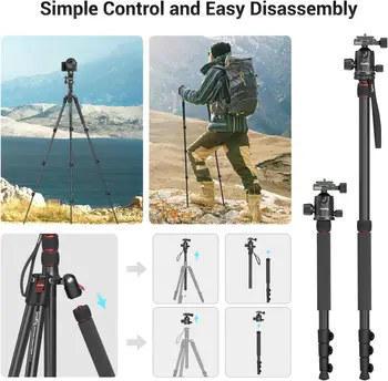 For SmallRig Adjustable Height 16\"-71\" Foldable Aluminum Camera Tripod/Monopod 360°Ball Head 33lb Payload Camera Accessory product image