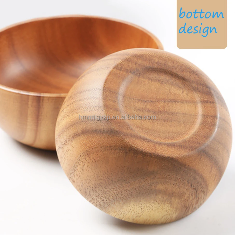 Most popular Custom Logo High Quality Hand Made Acacia Wood salad bowl Kitchen Utensils Soup Rice Tableware
