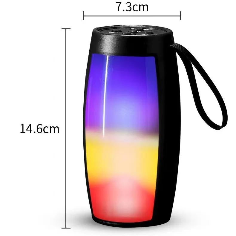 LED Light Portable Bluetooth Speaker Wireless Bass Column Waterproof Outdoor USB Speakers Support AUX TF Subwoofer