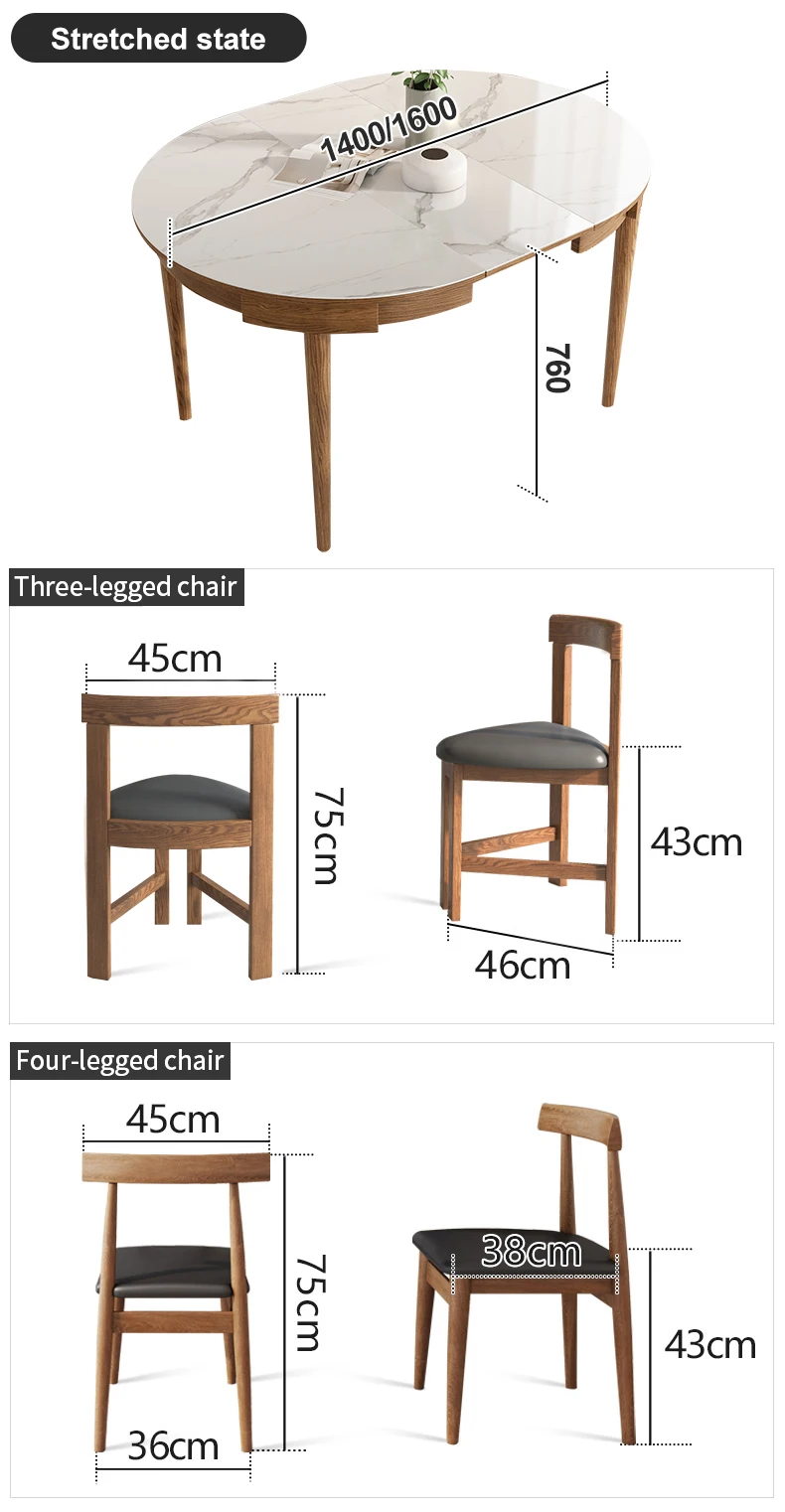 Round Marble Dining Table Extendable Modern Folding Dining Room