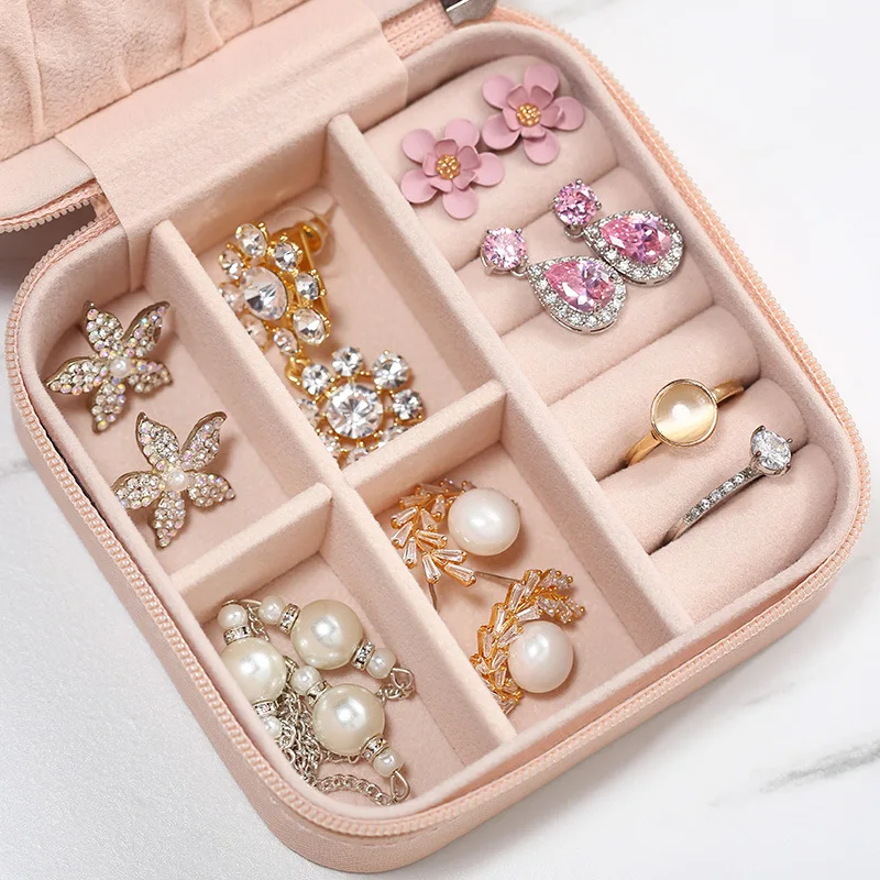 Mini Jewelry Box small pu Necklace Earrings Stud Ring Jewelry box Portable jewelry box factory