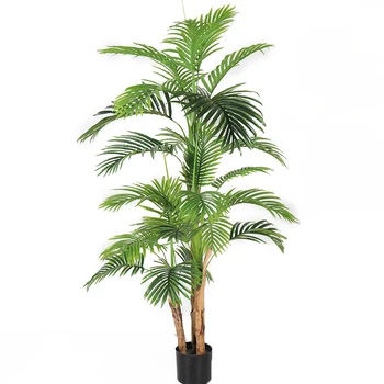 Artificial Mini Plastic Plant Potted Hawaii Palm Tree for Indoor Decoration Green Plant Bonsai