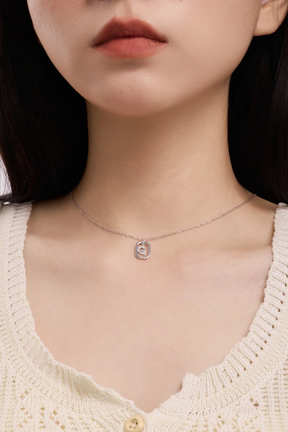 KAKODIY 5A Cubic Zirconia Letter-G Pendant Necklace Charm Women's Initial Chain Necklace 2 Colors 45cm New Design detail 2