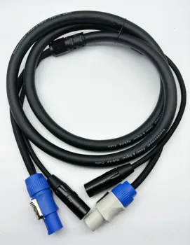 Innovative Hybrid Power & Signal Cable: 2-Core 2.5mm OFC Copper Loudspeaker Wire with 4-Pin Powercon & RJ45 Audio Connector.