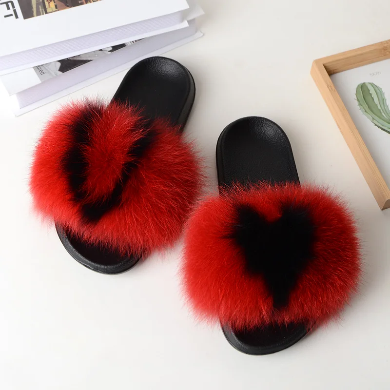 Newest women comfort fur slippers faux furry shoes slides sandals