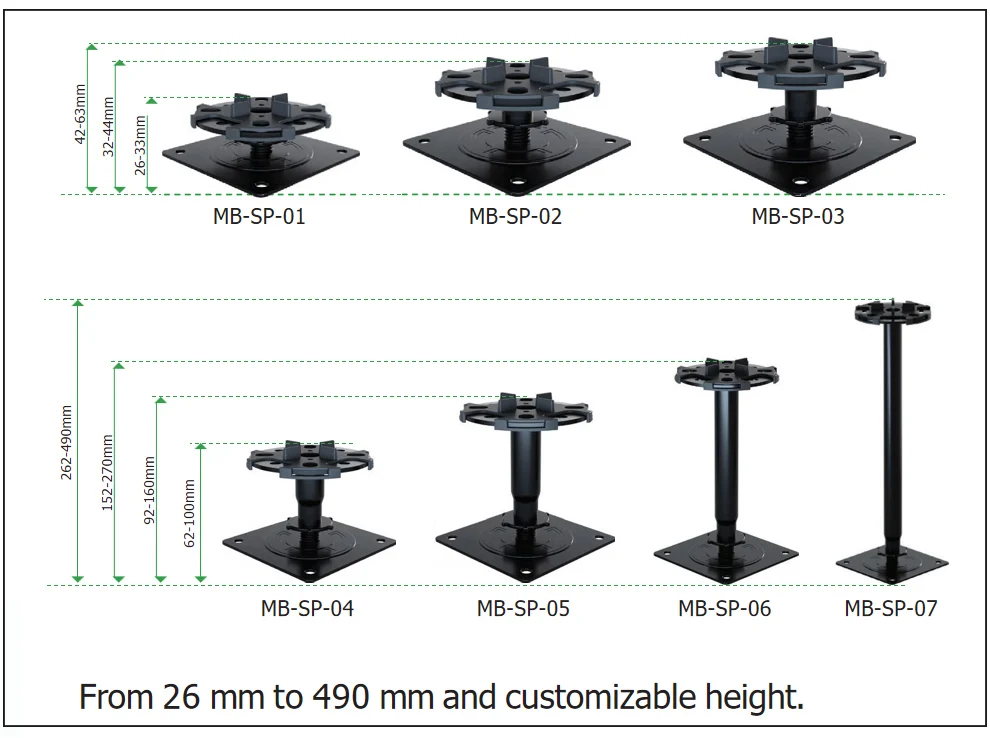 Stable Quality Adjustable Steel Floor Tile Paver Paving Pedestal