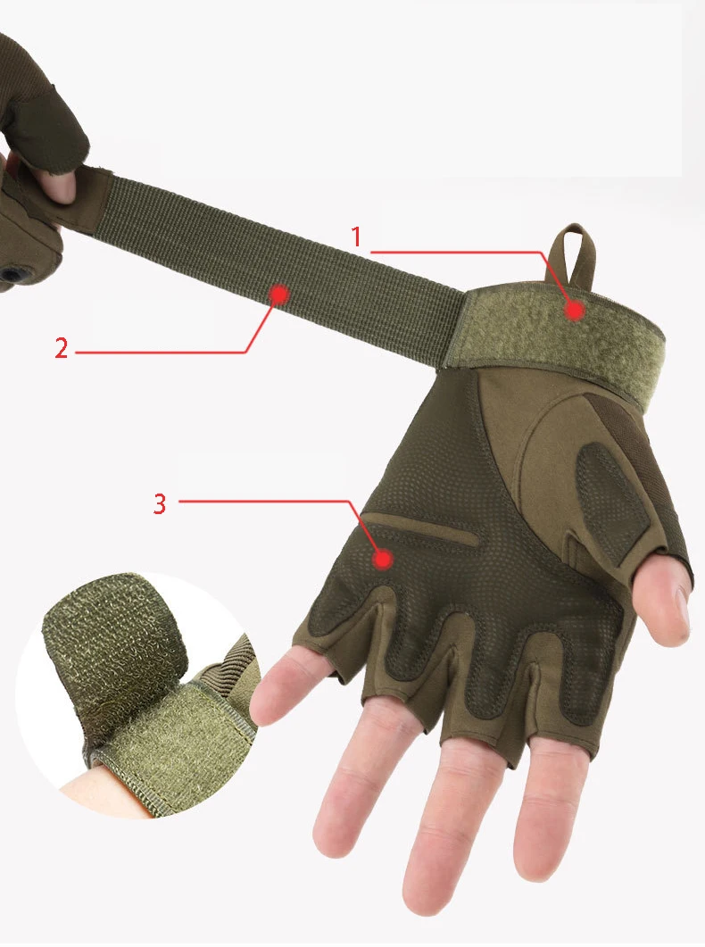 
 Factory OEM High Quality Fibre Leather Tactical Military Men Army Combat Gloves  