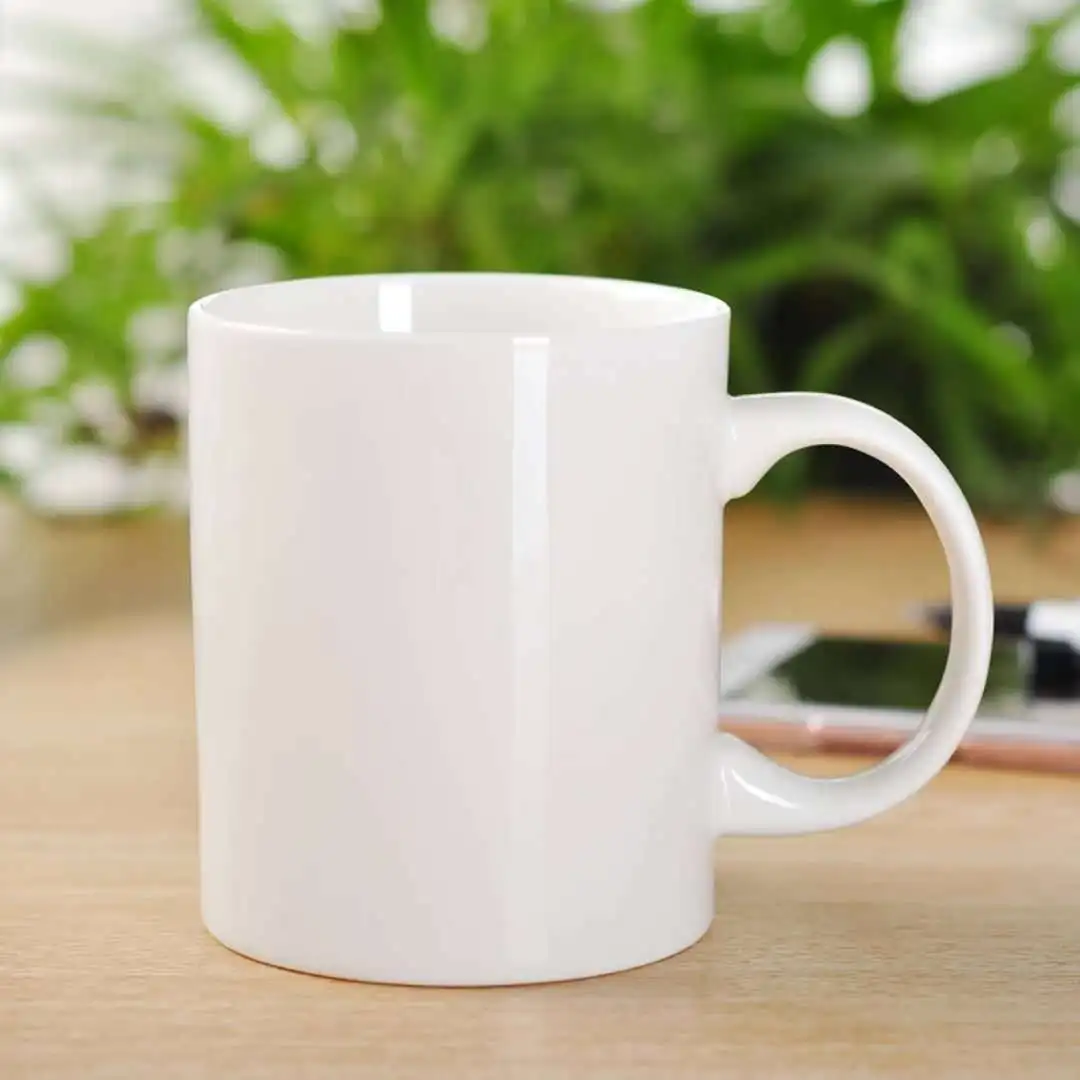 11 Oz White Ceramic Travel Mug for Coffee & Tea - Ideal for Back to School,  Custom Logo Sublimation Printing, Heat Press Transfer