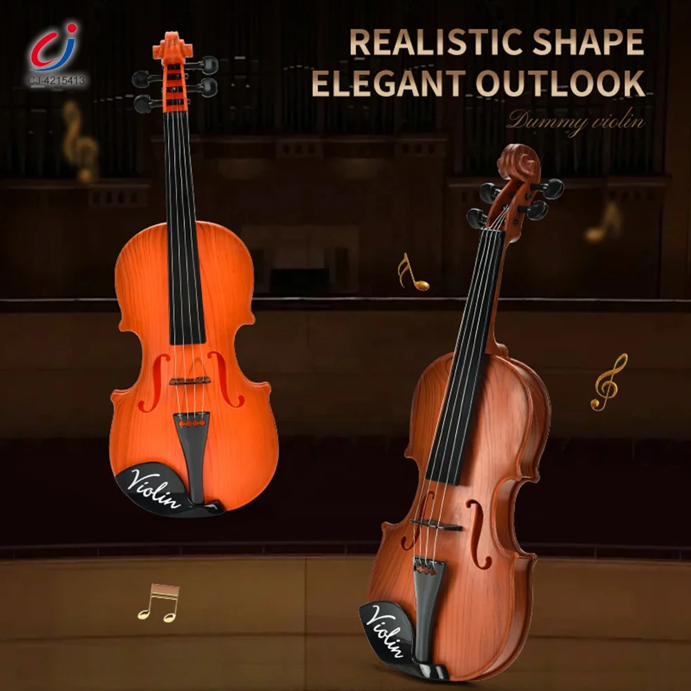 Chengji Violin Toy Kids Educational Musical Instrument Adjustable Peg Timbre Realistic Wood Grain Classic Toy Violin