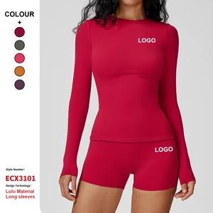 Custom High Quality Quick Drying Breathable Long Sleeve T Shirts Crew Neck Workout Clothes Top Women Gym Running Sports T Shirts