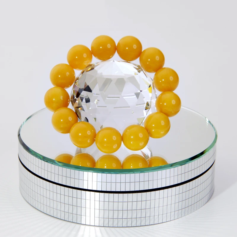 Modern Mini Turntable Display Stand Holder with Crystals Stone Modern Style Rotating Turntable