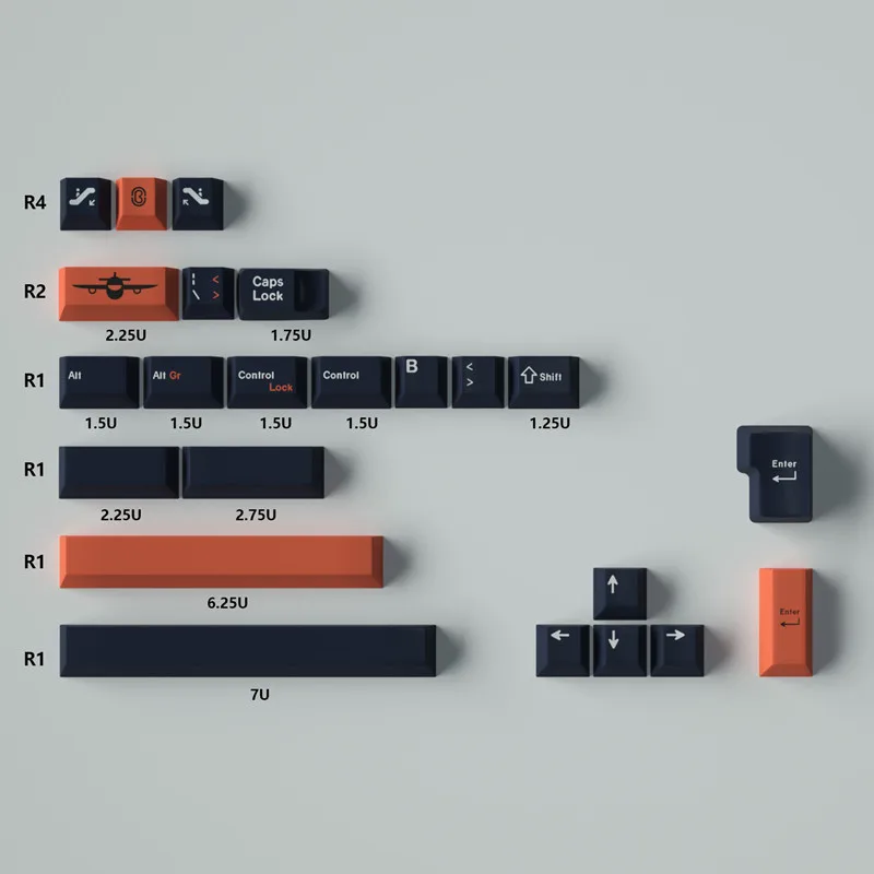 129/23 Keys Flight Keycaps Cherry Profile PBT 5-side Dye Sublimation ...
