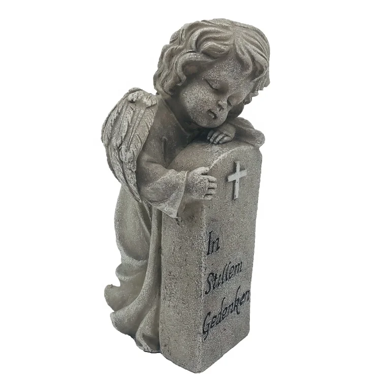Памятная полимерная Статуя Ангела cherub на подставке садовая статуя, индивидуальный дизайн, памятная Статуя Ангела $