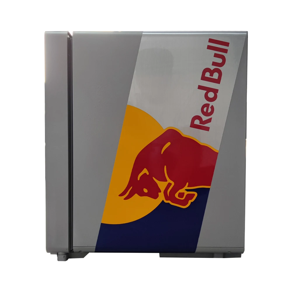 Stylish Red Bull Mini Fridge - Single Door Display Cooler for