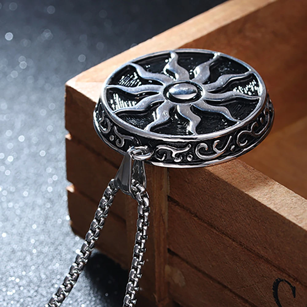 Round Shape Sun Engraved Scalar Energy Pendant Japan