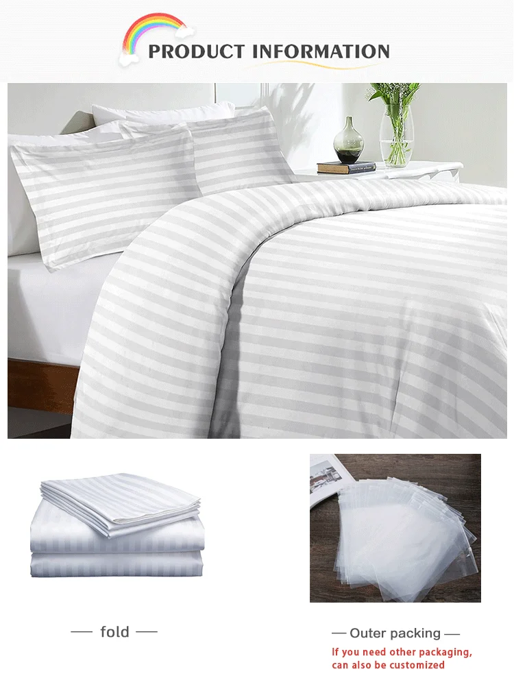 Low Price Wholesale White Hotel Bedding Set Cotton Polyester Queen Size 3pcs Duvet Cover Set details